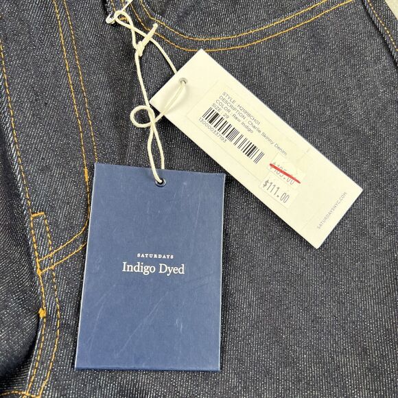 NWT‎ Saturdays NYC Charlie Skinny Slim Fit Raw Indigo Mid Rise Denim Jeans 29x32 - Picture 12 of 16